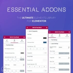 Essential Addons for Elementor enhances the Elementor page builder with additional widgets and features, like post grids and testimonials, to boost your site.