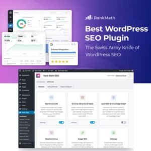 Rank Math SEO Pro enhances WordPress SEO with AI keyword suggestions, site analysis, and rich snippet schema.