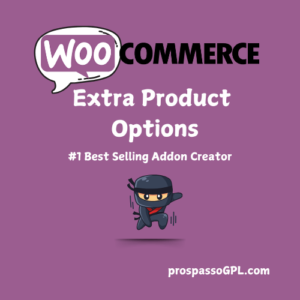 Cover image of WooCommerce Extra Product Options plugin showcasing customizable product fields and options for online stores