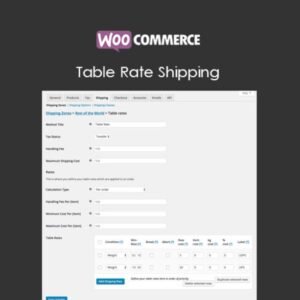 WooCommerce Table Rate Shipping: Customize shipping rates based on location, weight, and more for flexible delivery options.