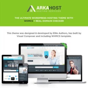 Arka Host is a WordPress theme designed for WHMCS hosting, shops, and corporate websites, offering integration with WHMCS for hosting services.