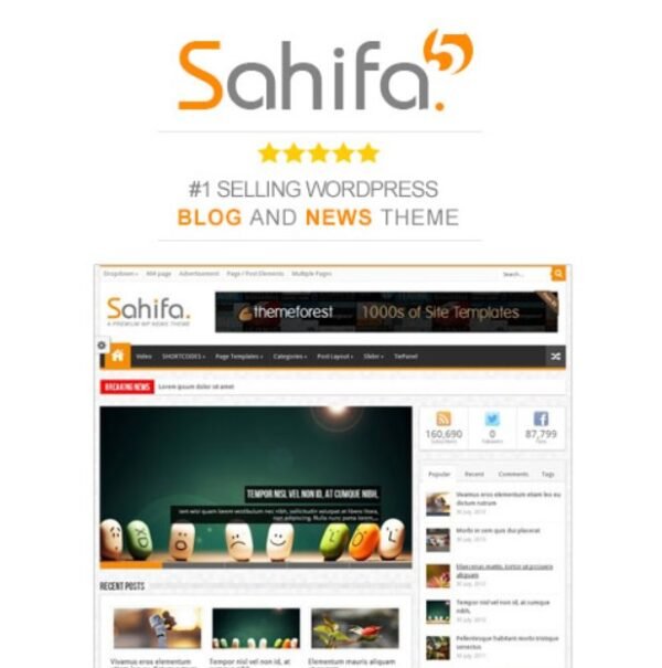 Sahifa is a responsive WordPress theme ideal for news, magazine, and blog websites, offering a clean design with customization options.