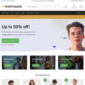 Shoptimizer theme: eCommerce-focused, optimized for speed and conversions, enhances WooCommerce with features like sticky details and trust badges, built for Elementor