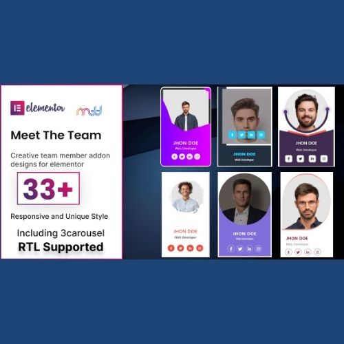 Meet The Team Elementor Addon 2.8 3 The Meet The Team Elementor Addon allows you to showcase team members stylishly and professionally on your WordPress website. With customizable layouts, dynamic styling options, and seamless Elementor integration, this addon makes it easy to highlight your team’s expertise and personalities.