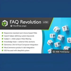 FAQ Revolution is a versatile WordPress plugin designed to help you create and display an engaging and user-friendly FAQ section on your website. With its intuitive interface and customizable features, FAQ Revolution makes it easy to organize and showcase frequently asked questions to enhance your visitors' experience.