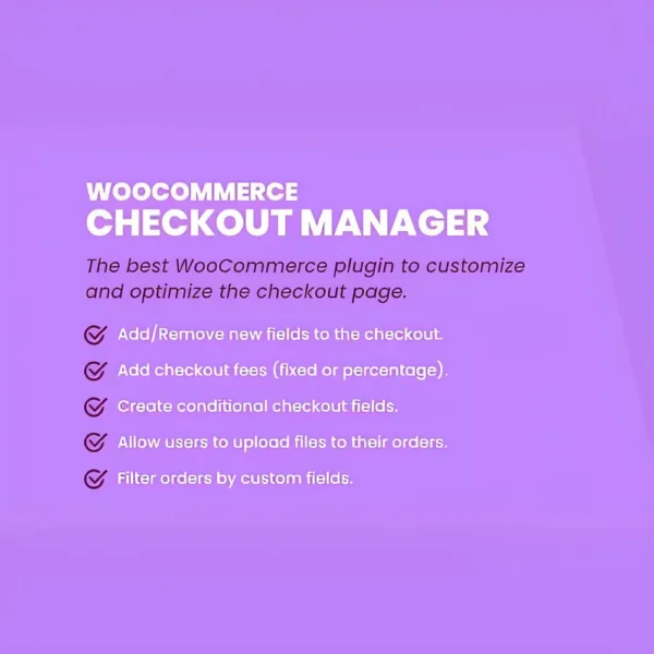 Checkout Manager for WooCommerce is a powerful plugin that allows you to fully customize the WooCommerce checkout process. Whether you need to add, edit, or remove checkout fields, this plugin provides complete control over the user experience. Streamline the checkout process, improve conversions, and collect essential customer information effortlessly.