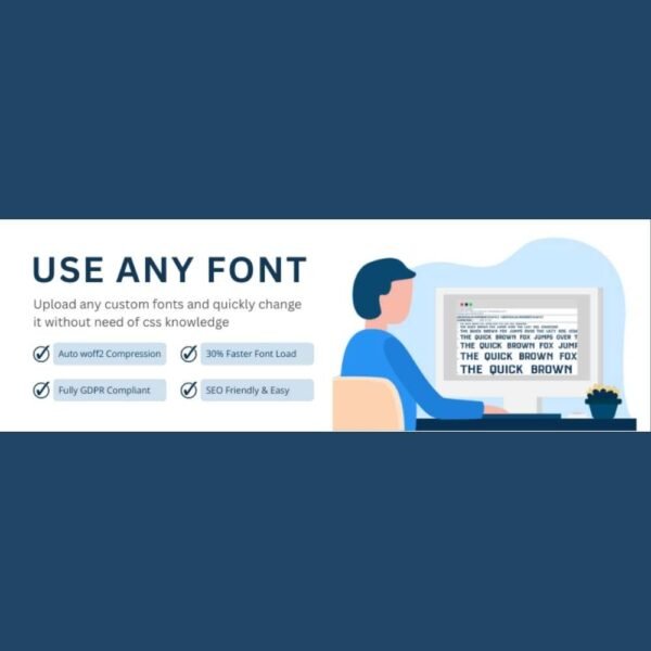 Use Any Font Custom Font Uploader Premium is a user-friendly WordPress plugin that allows you to upload and use custom fonts on your website without writing a single line of code. Unlike limited theme options or external font libraries, this plugin gives you complete freedom to use any font file (TTF, OTF, WOFF) and apply it across your site instantly.