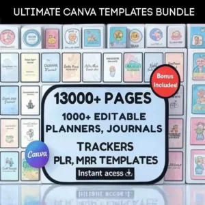 1000+ Editable Canva Planners & Journals Mega Bundle – Fully Customizable | Commercial Use | Instant Access
