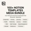 Take control of your life and work like never before with the Ultimate 100+ Notion Templates Mega Bundle—a powerful all-in-one solution crafted for creators, entrepreneurs, students, freelancers, and planners of all kinds.