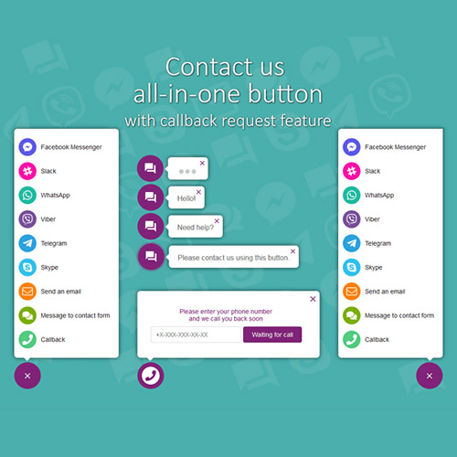 All in One Support Button + Callback Request. WhatsApp, Messenger, Telegram, LiveChat and more 2.2.7 3 All in One Support Button + Callback Request. WhatsApp, Messenger, Telegram, LiveChat and more 2.2.7