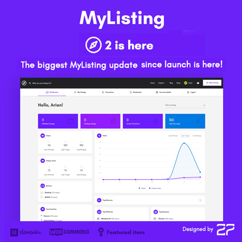 MyListing - Directory & Listing WordPress Theme 3 MyListing – Directory & Listing WordPress Theme is a powerful and highly customizable theme designed for building modern directory and listing websites.