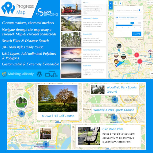 Progress Map WordPress Plugin 5.8 3 Progress Map WordPress Plugin is a powerful location-based solution that helps you showcase listings, services, or points of interest on an interactive Google Maps interface.