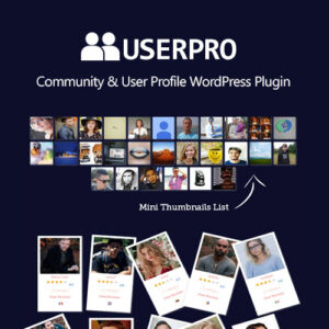 UserPro – Community and User Profile WordPress Plugin is a premium solution for creating beautiful front-end user profiles, member directories, and community features in WordPress. Packed with powerful social networking tools, registration/login forms, and profile customization options, UserPro makes it easy to build an engaging online community without coding.